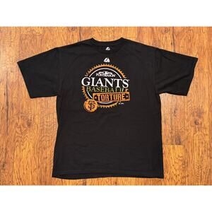 Majestic San Francisco SF Giants Baseball Torture Black T-Shirt - Men's Size XL